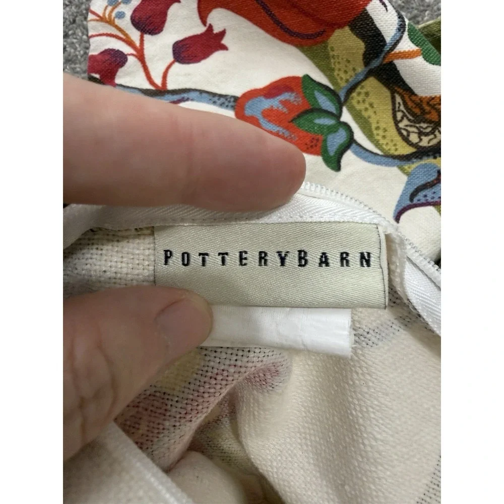 Pottery Barn Serafina Square 20x20 Floral Pillow Cover 55% Linen Zip Closure